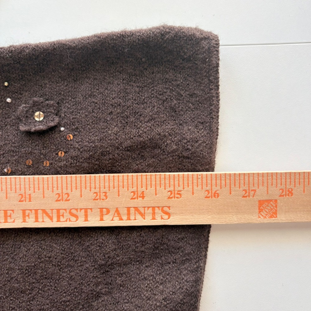 Linden Hill Cardigan Sweater Womens Medium Brown 100% Wool Embroidered Sequin - Picture 8 of 10